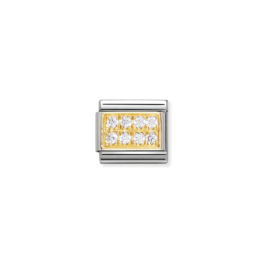 NOMINATION COMPOSABLE Classic PAVE in stainless steel with 18k gold and Cubic Zirconia White CZ 030314_01

