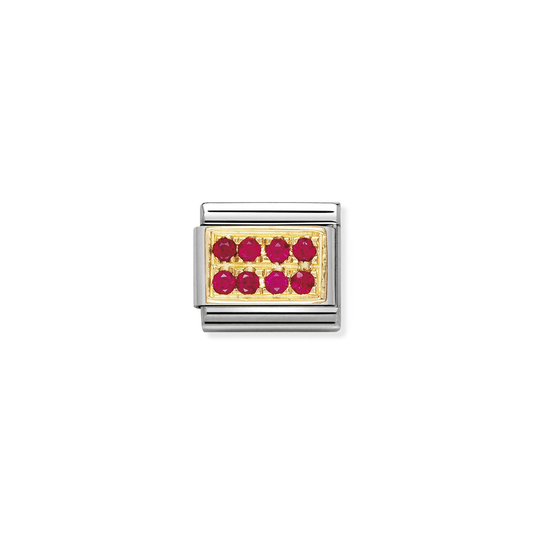 NOMINATION COMPOSABLE Classic PAVE in stainless steel with 18k gold and Cubic Zirconia RED 030314_02