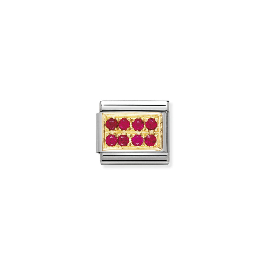 NOMINATION COMPOSABLE Classic PAVE in stainless steel with 18k gold and Cubic Zirconia RED 030314_02