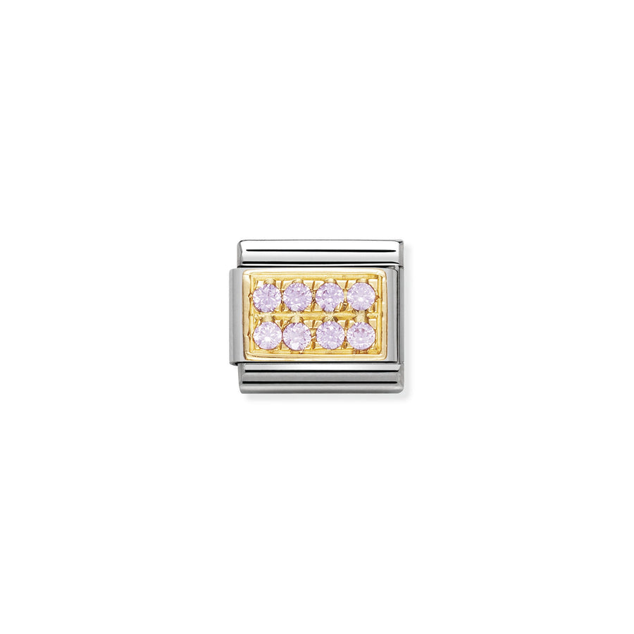 NOMINATION COMPOSABLE Classic PAVE in stainless steel with 18k gold and Cubic Zirconia Pink CZ 030314_06