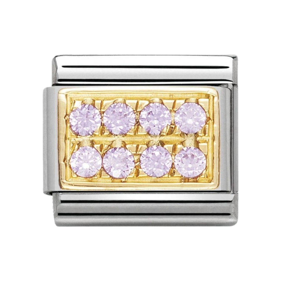 NOMINATION COMPOSABLE Classic PAVE in stainless steel with 18k gold and Cubic Zirconia Pink CZ 030314_06