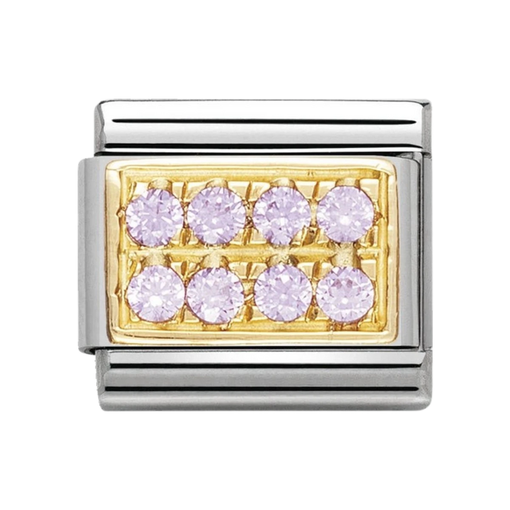 NOMINATION COMPOSABLE Classic PAVE in stainless steel with 18k gold and Cubic Zirconia Pink CZ 030314_06