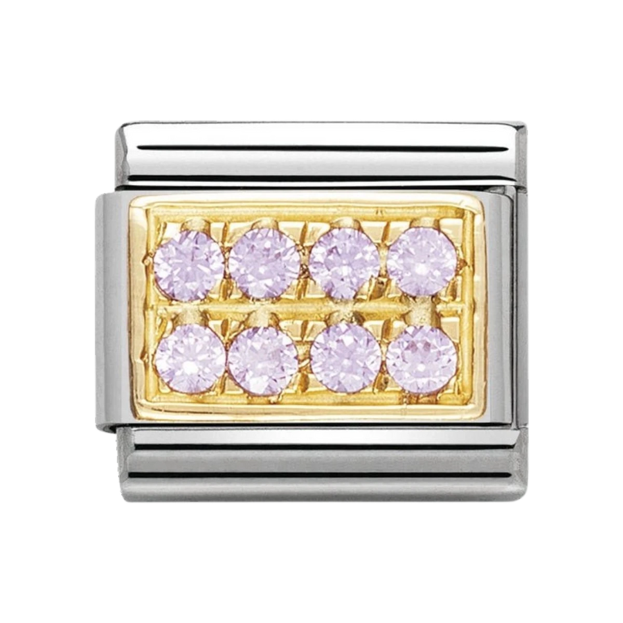 NOMINATION COMPOSABLE Classic PAVE in stainless steel with 18k gold and Cubic Zirconia Pink CZ 030314_06