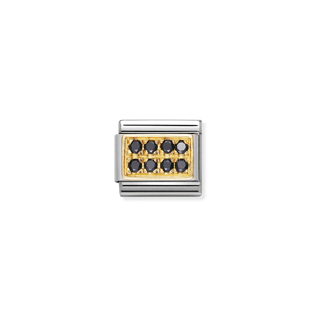 NOMINATION COMPOSABLE Classic PAVE in stainless steel with 18k gold and Cubic Zirconia Black CZ 030314_10