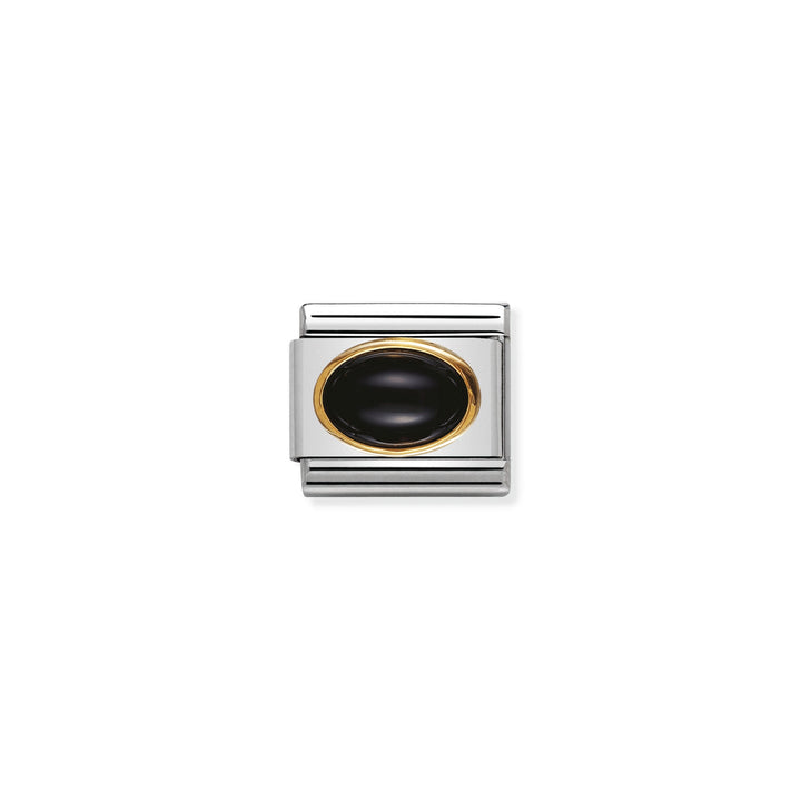 NOMINATION Composable Classic oval hard stones in stainless steel and gold 18k BLACK AGATE