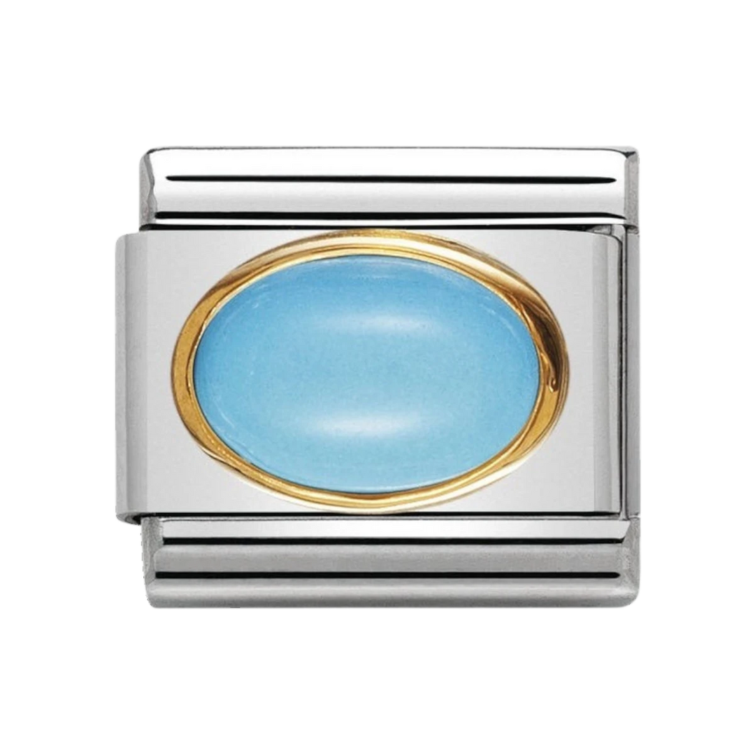 NOMINATION Composable Classic oval hard stones in stainless steel and gold 18k TURQUOISE 030502_06