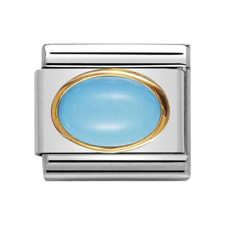 NOMINATION Composable Classic oval hard stones in stainless steel and gold 18k TURQUOISE 030502_06