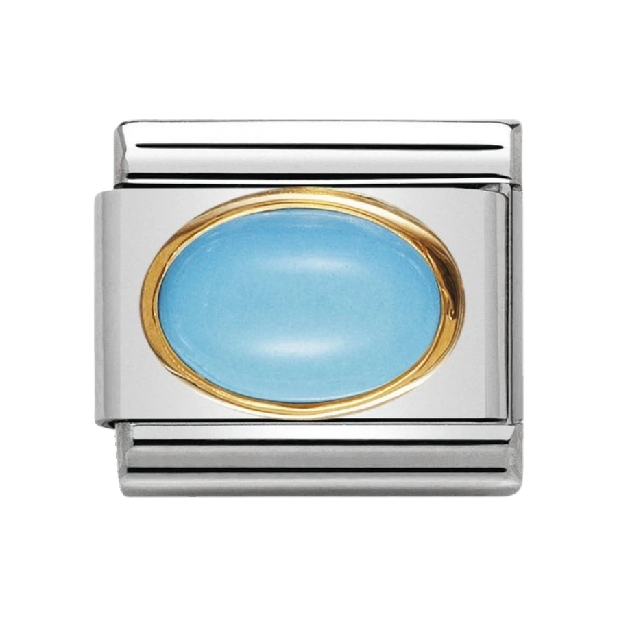 NOMINATION Composable Classic oval hard stones in stainless steel and gold 18k TURQUOISE 030502_06