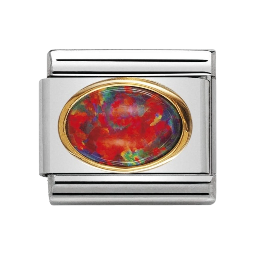 NOMINATION Composable Classic oval hard stones in stainless steel and gold 18k RED OPAL 030502_08