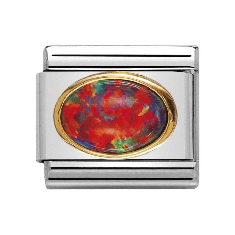 NOMINATION Composable Classic oval hard stones in stainless steel and gold 18k RED OPAL 030502_08