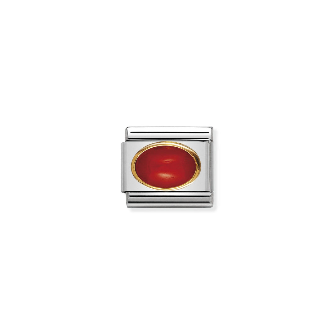 NOMINATION Composable Classic oval hard stones in stainless steel and gold 18k RED CORAL 030502_11