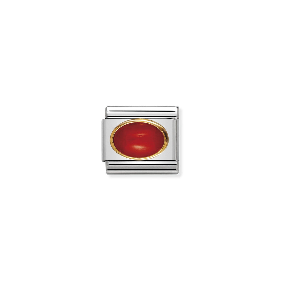 NOMINATION Composable Classic oval hard stones in stainless steel and gold 18k RED CORAL 030502_11