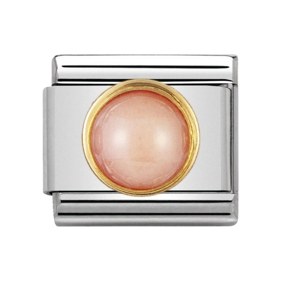 NOMINATION COMPOSABLE Classic ROUND STONES in stainless steel with 18k gold PINK CORAL 030503_10