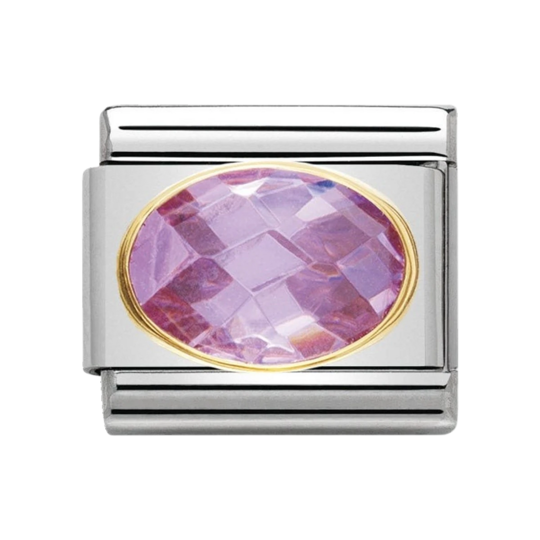 NOMINATION COMPOSABLE Classic FACETED CUBIC zirconia, stainless steel and 18k gold PINK 030601_003