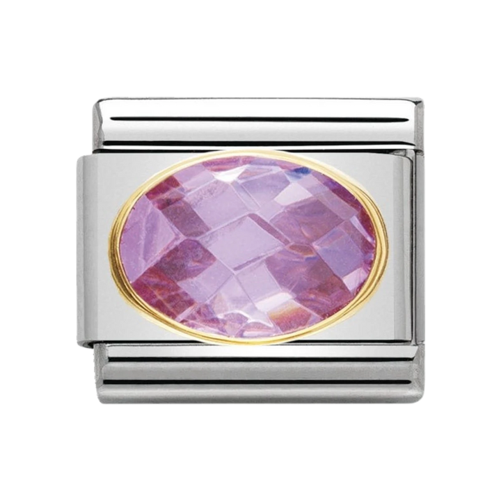 NOMINATION COMPOSABLE Classic FACETED CUBIC zirconia, stainless steel and 18k gold PINK 030601_003