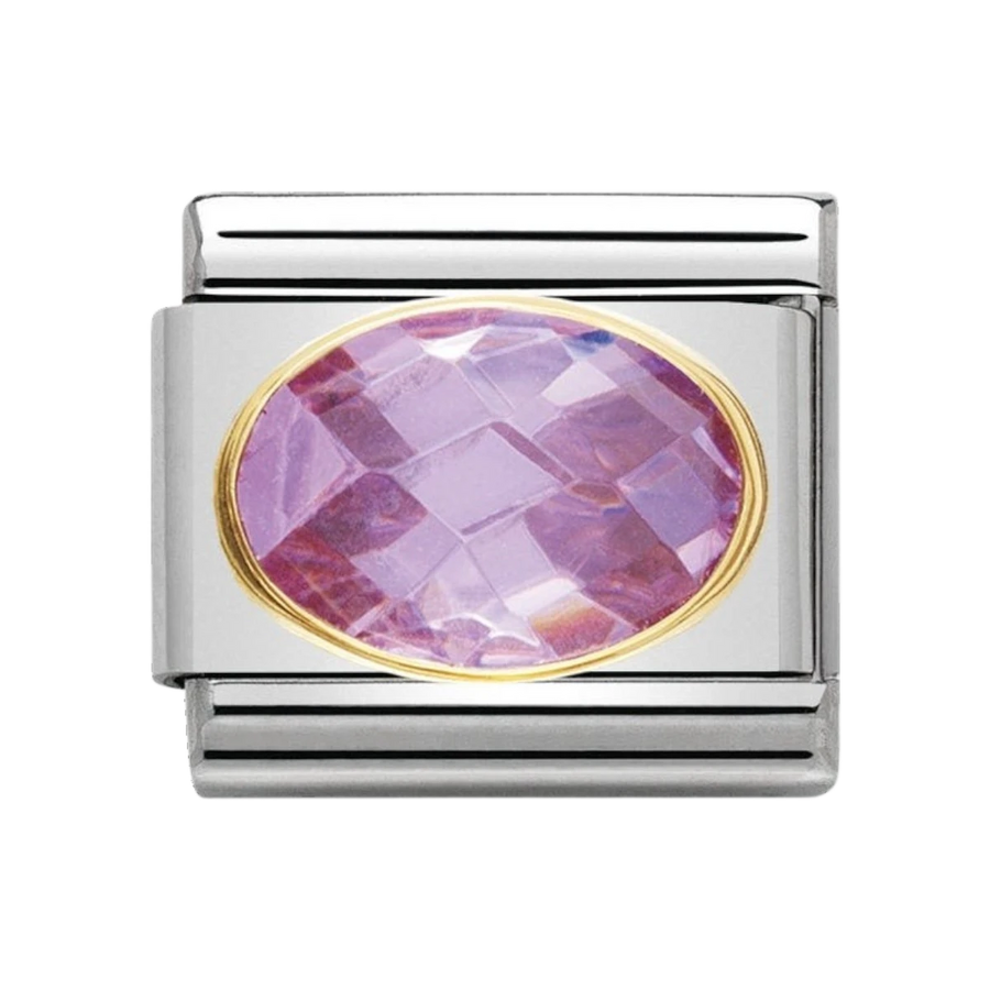 NOMINATION COMPOSABLE Classic FACETED CUBIC zirconia, stainless steel and 18k gold PINK 030601_003