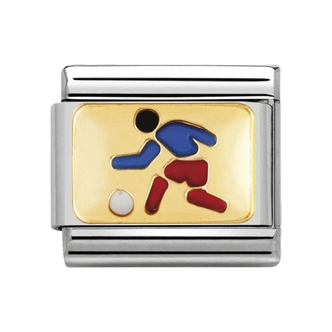 NOMINATION COMPOSABLE Classic SPORTS in stainless steel with enamel and 18k gold Football player 030203_02