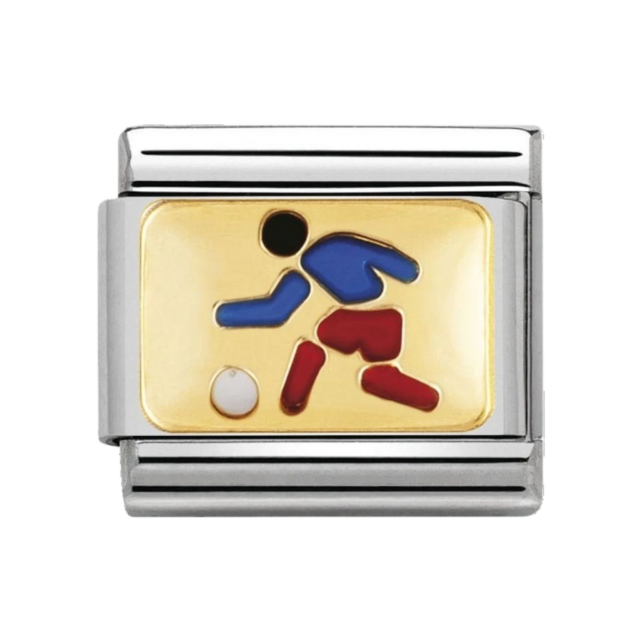 NOMINATION COMPOSABLE Classic SPORTS in stainless steel with enamel and 18k gold Football player 030203_02