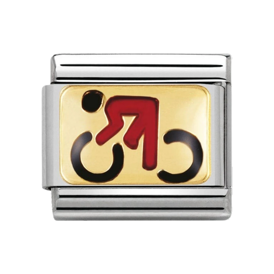 NOMINATION COMPOSABLE Classic SPORTS in stainless steel with enamel and 18k gold Cyclist 030203_06