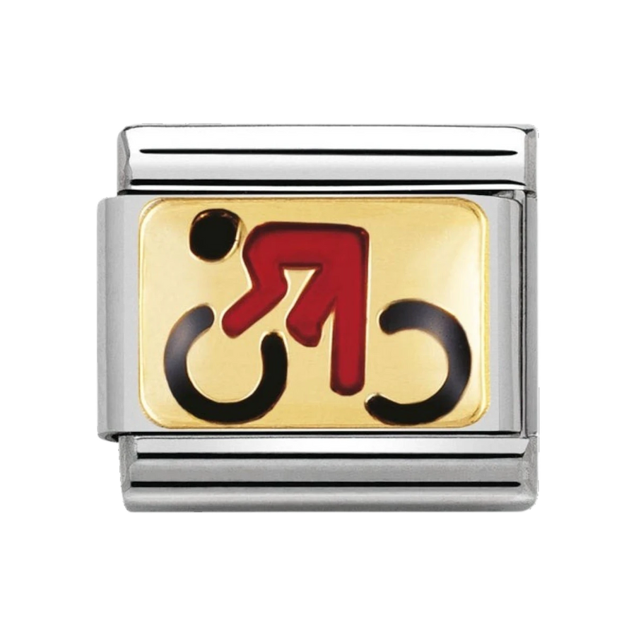 NOMINATION COMPOSABLE Classic SPORTS in stainless steel with enamel and 18k gold Cyclist 030203_06