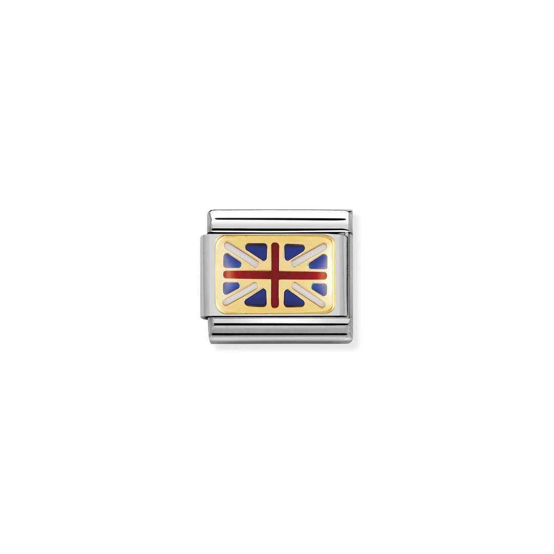 NOMINATION COMPOSABLE Classic EUROPE FLAG in stainless steel with enamel and 18k gold GREAT BRITAIN