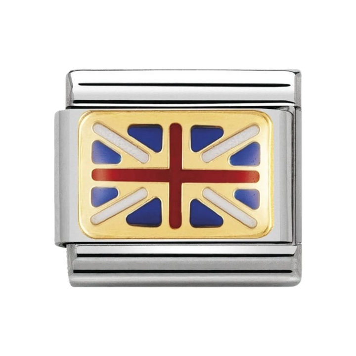 NOMINATION COMPOSABLE Classic EUROPE FLAG in stainless steel with enamel and 18k gold GREAT BRITAIN
