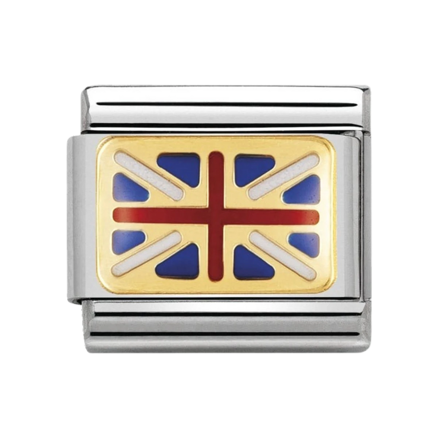 NOMINATION COMPOSABLE Classic EUROPE FLAG in stainless steel with enamel and 18k gold GREAT BRITAIN
