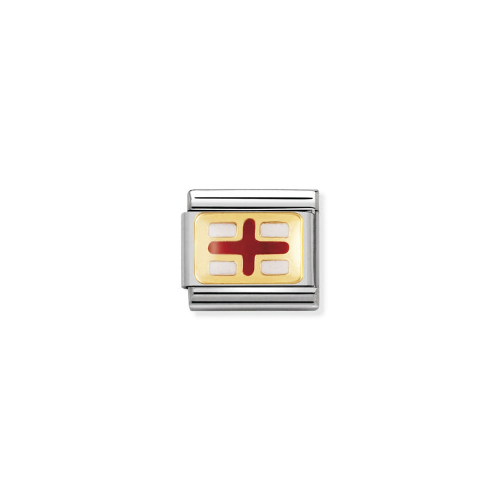 NOMINATION COMPOSABLE Classic EUROPE FLAG in stainless steel with enamel and 18k gold ENGLAND 030234_08