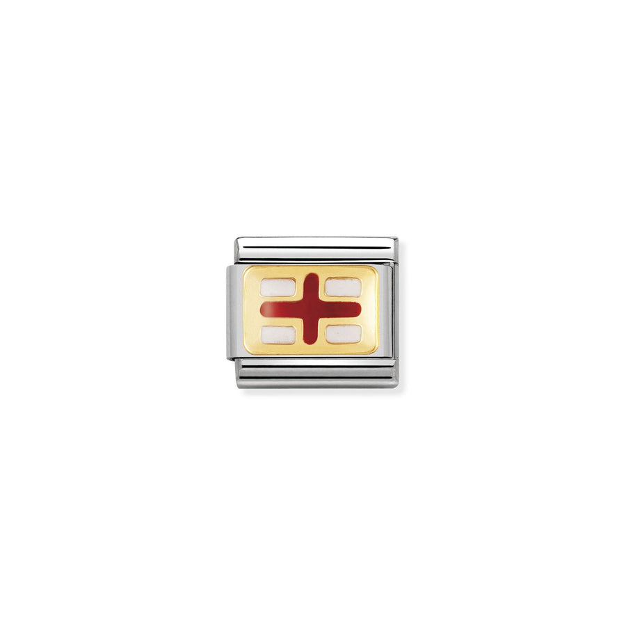 NOMINATION COMPOSABLE Classic EUROPE FLAG in stainless steel with enamel and 18k gold ENGLAND 030234_08