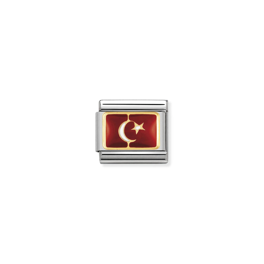 NOMINATION COMPOSABLE Classic EUROPE FLAG in stainless steel with enamel and 18k gold TURKEY 030234_20