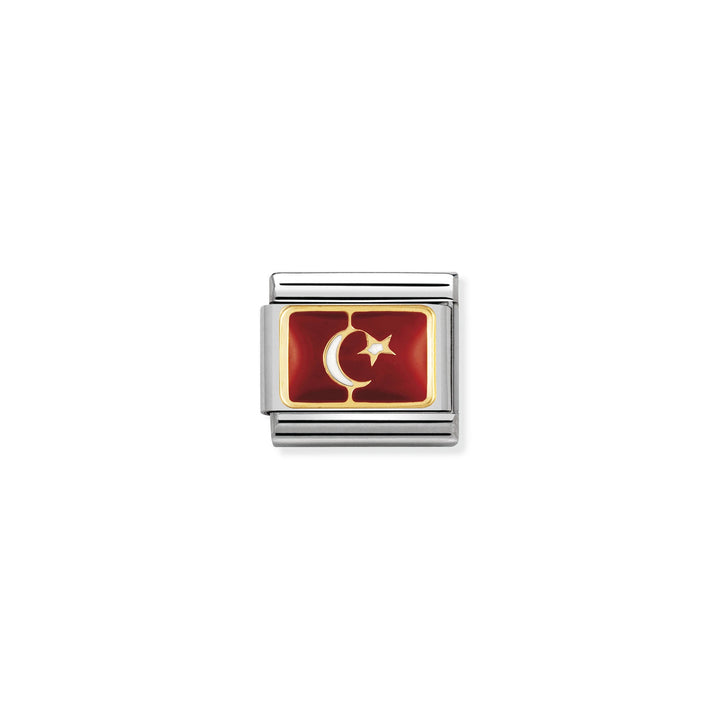 NOMINATION COMPOSABLE Classic EUROPE FLAG in stainless steel with enamel and 18k gold TURKEY 030234_20