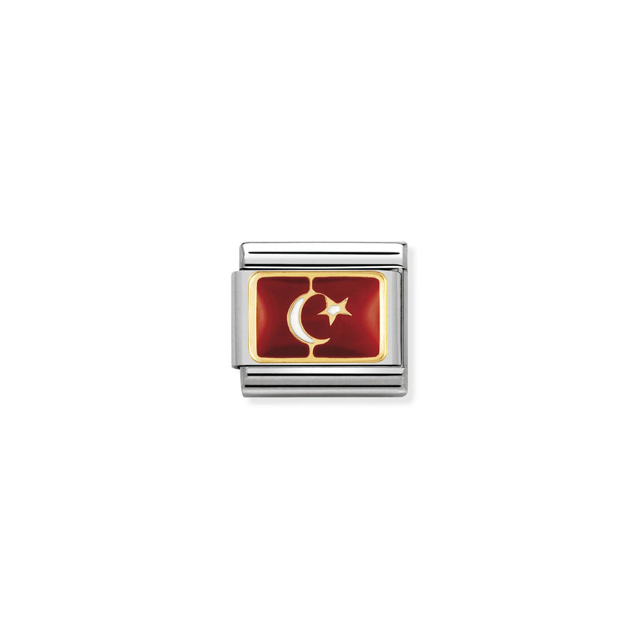 NOMINATION COMPOSABLE Classic EUROPE FLAG in stainless steel with enamel and 18k gold TURKEY 030234_20