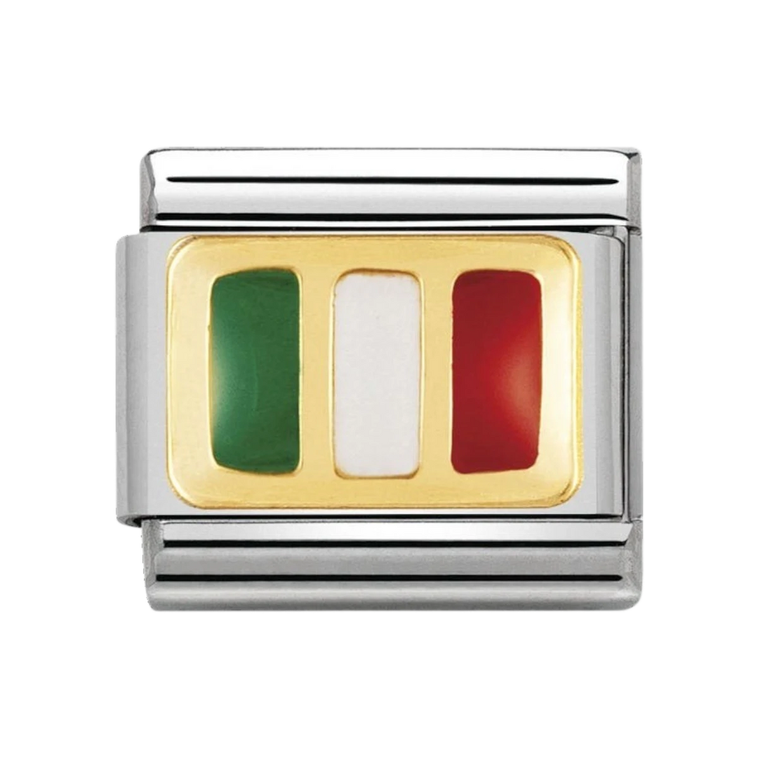 NOMINATION COMPOSABLE Classic EUROPE FLAG in stainless steel with enamel and 18k gold ITALY