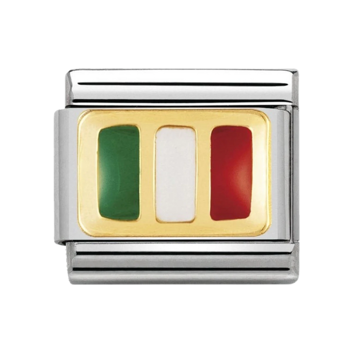 NOMINATION COMPOSABLE Classic EUROPE FLAG in stainless steel with enamel and 18k gold ITALY