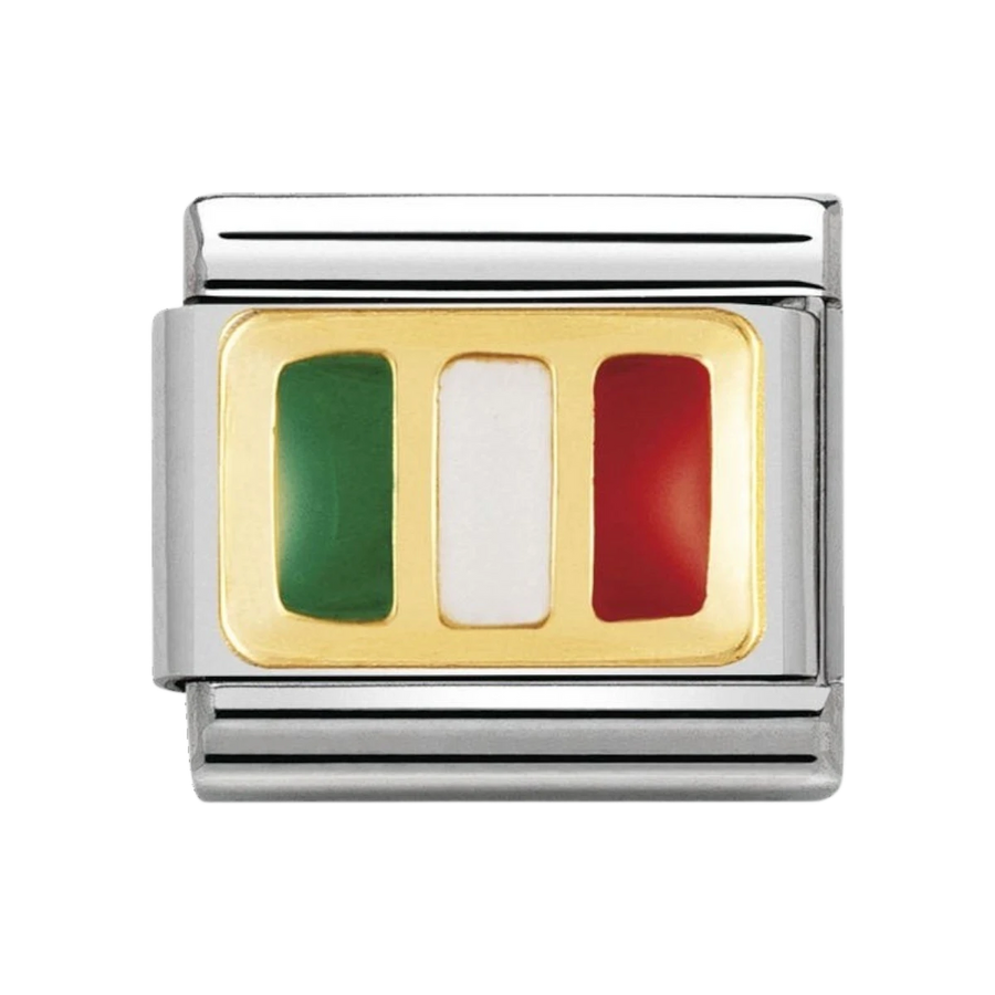 NOMINATION COMPOSABLE Classic EUROPE FLAG in stainless steel with enamel and 18k gold ITALY