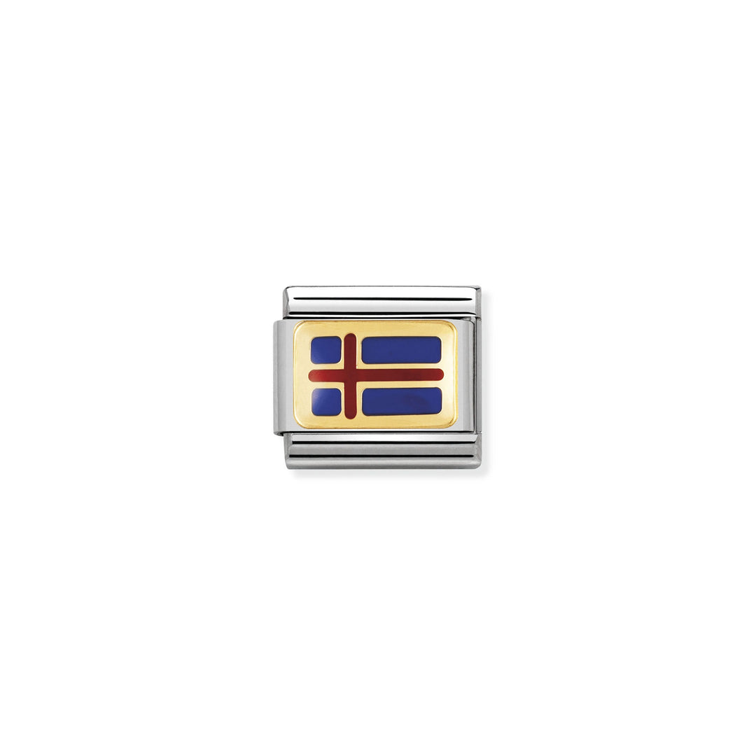 NOMINATION COMPOSABLE Classic EUROPE FLAG in stainless steel with enamel and 18k gold ICELAND 030234_31