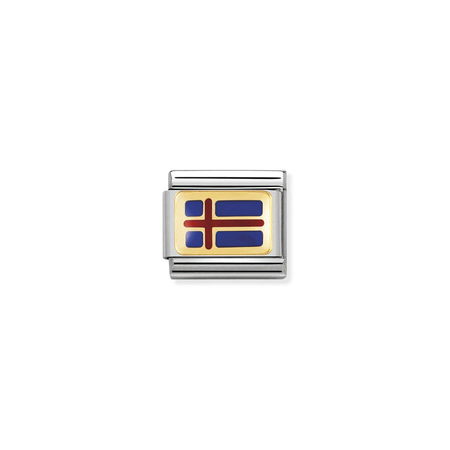 NOMINATION COMPOSABLE Classic EUROPE FLAG in stainless steel with enamel and 18k gold ICELAND 030234_31