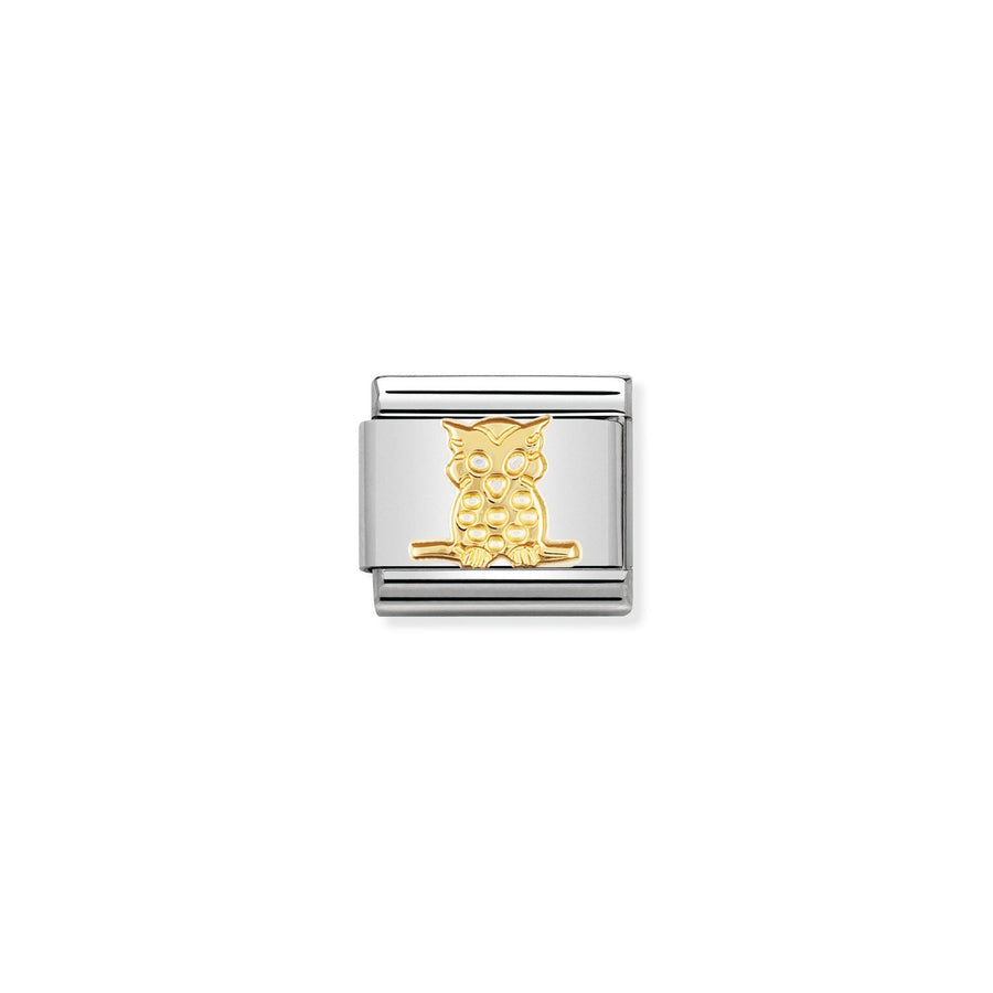 NOMINATION COMPOSABLE Classic AIR ANIMALS in stainless steel with 18k gold Owl 030114_06