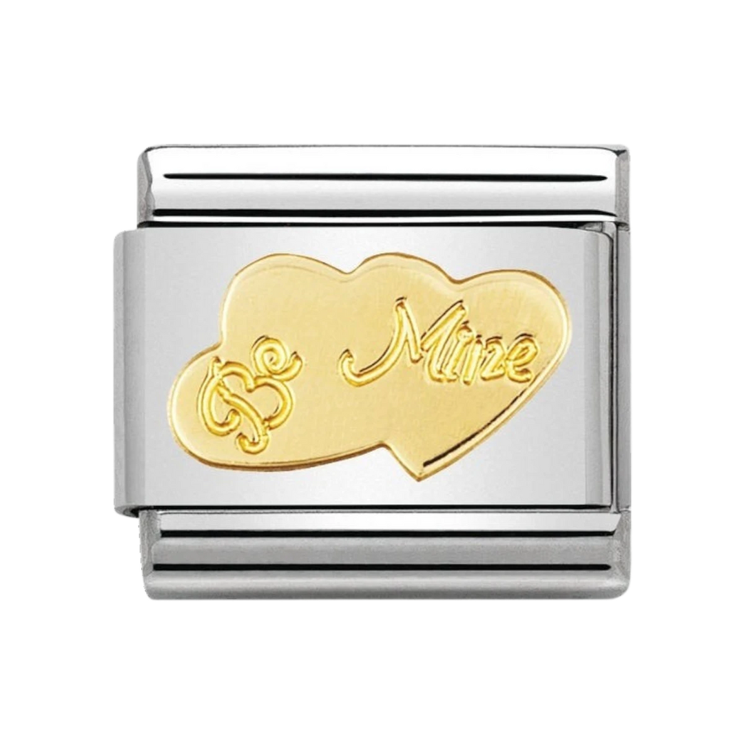 NOMINATION COMPOSABLE Classic LOVE in stainless steel with 18k gold BE MINE Double Heart 030116_08