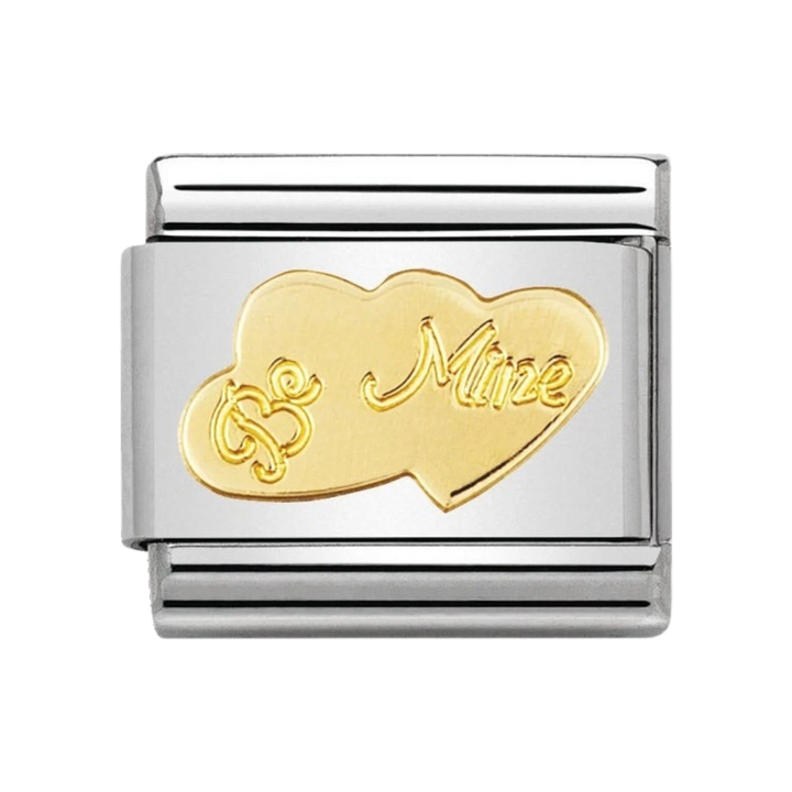 NOMINATION COMPOSABLE Classic LOVE in stainless steel with 18k gold BE MINE Double Heart 030116_08