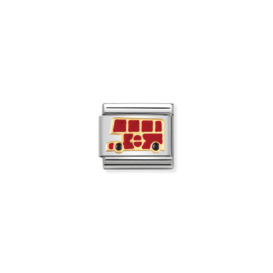 NOMINATION COMPOSABLE Classic TECH in stainless steel with enamel and 18k gold London Bus