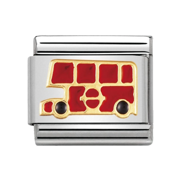 NOMINATION COMPOSABLE Classic TECH in stainless steel with enamel and 18k gold London Bus