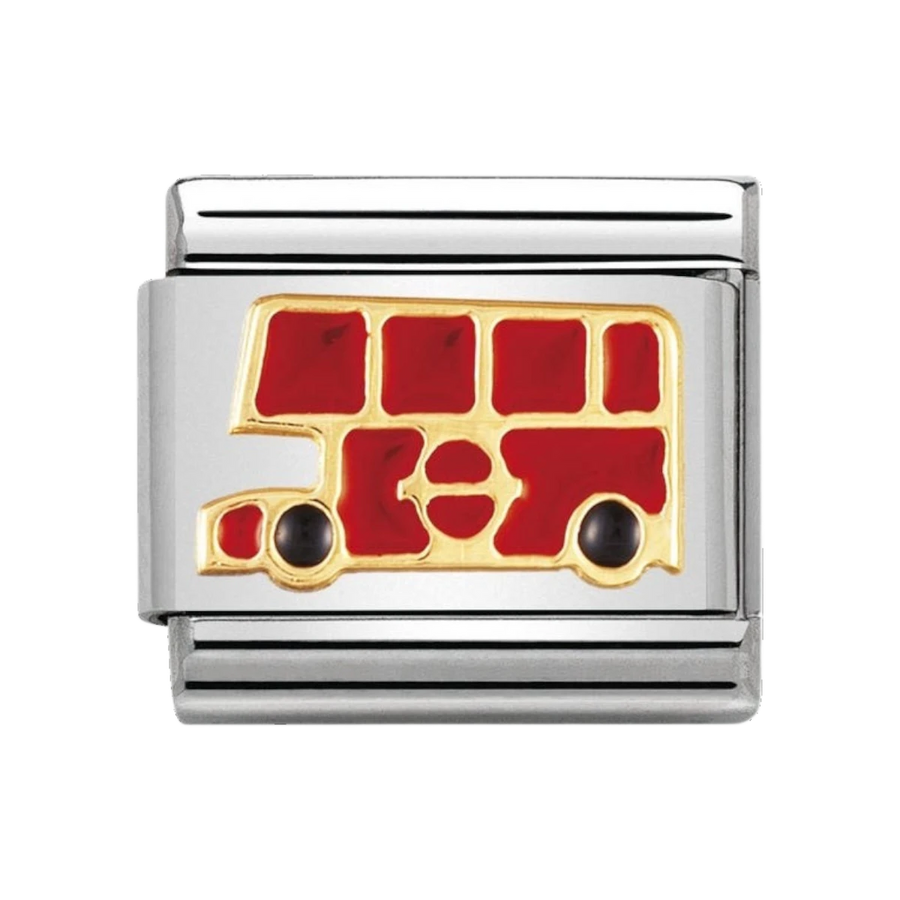 NOMINATION COMPOSABLE Classic TECH in stainless steel with enamel and 18k gold London Bus