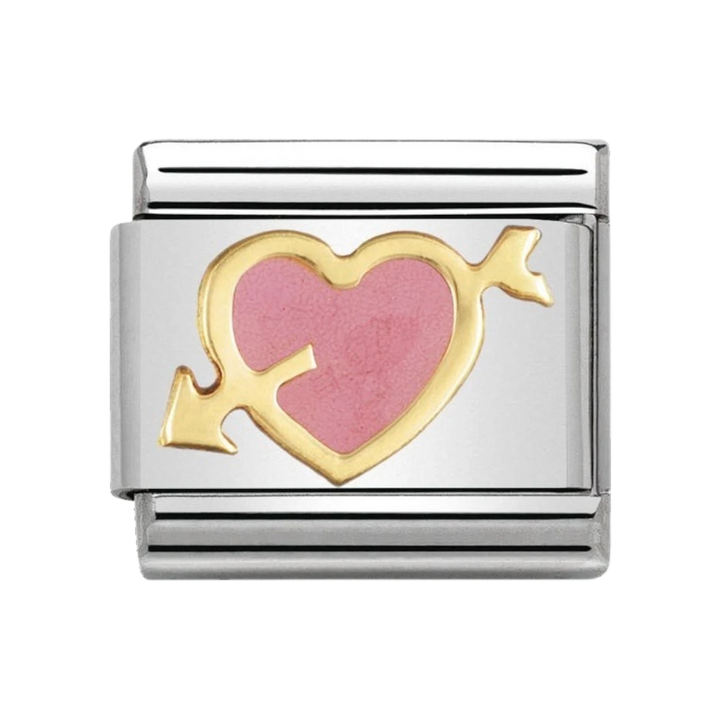 NOMINATION Composable Classic LOVE 1 stainless steel, enamel and gold 18k Pink heart with arrow 030253_01