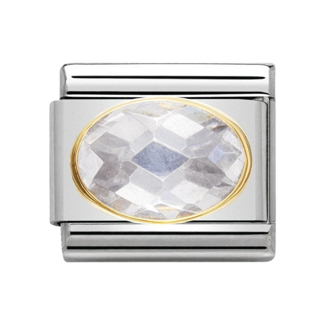 NOMINATION COMPOSABLE Classic FACETED CUBIC zirconia, stainless steel and 18k gold White 030601_010
