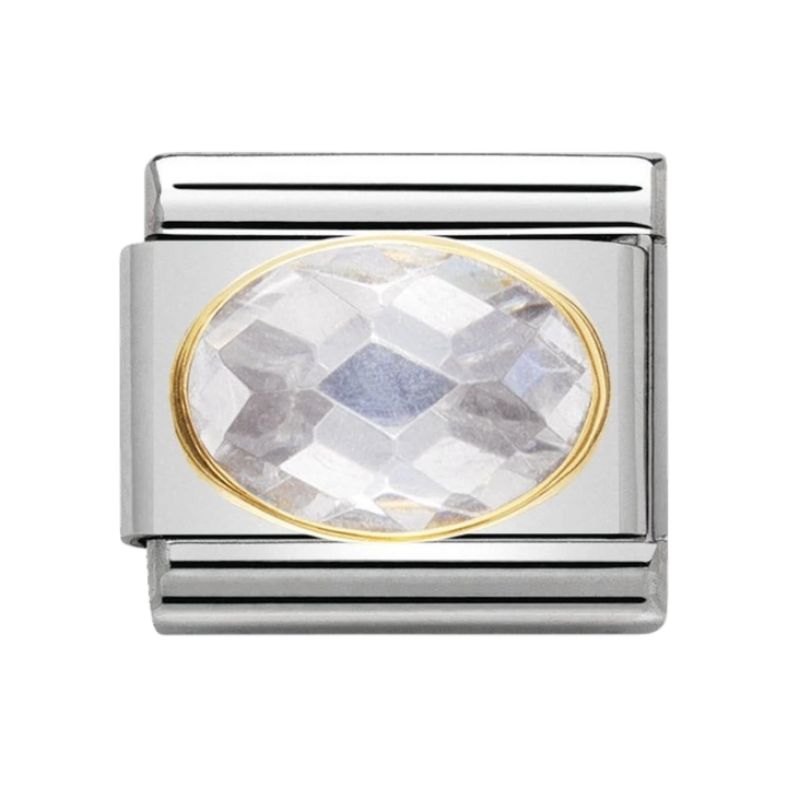 NOMINATION COMPOSABLE Classic FACETED CUBIC zirconia, stainless steel and 18k gold White 030601_010