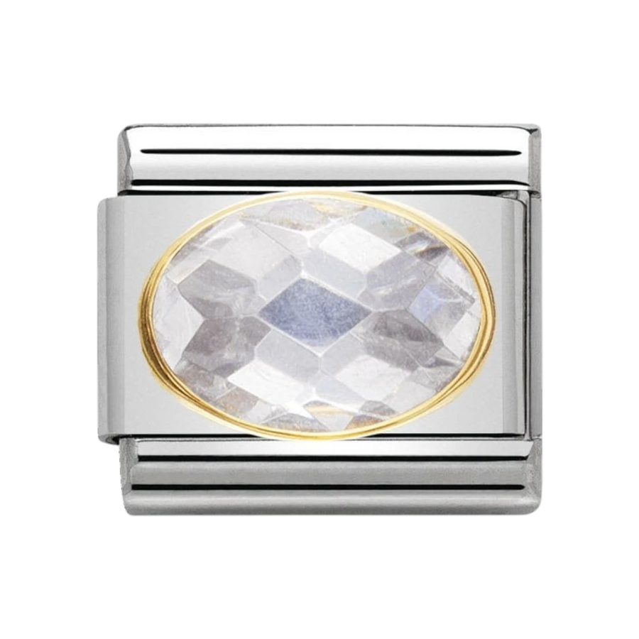 NOMINATION COMPOSABLE Classic FACETED CUBIC zirconia, stainless steel and 18k gold White 030601_010