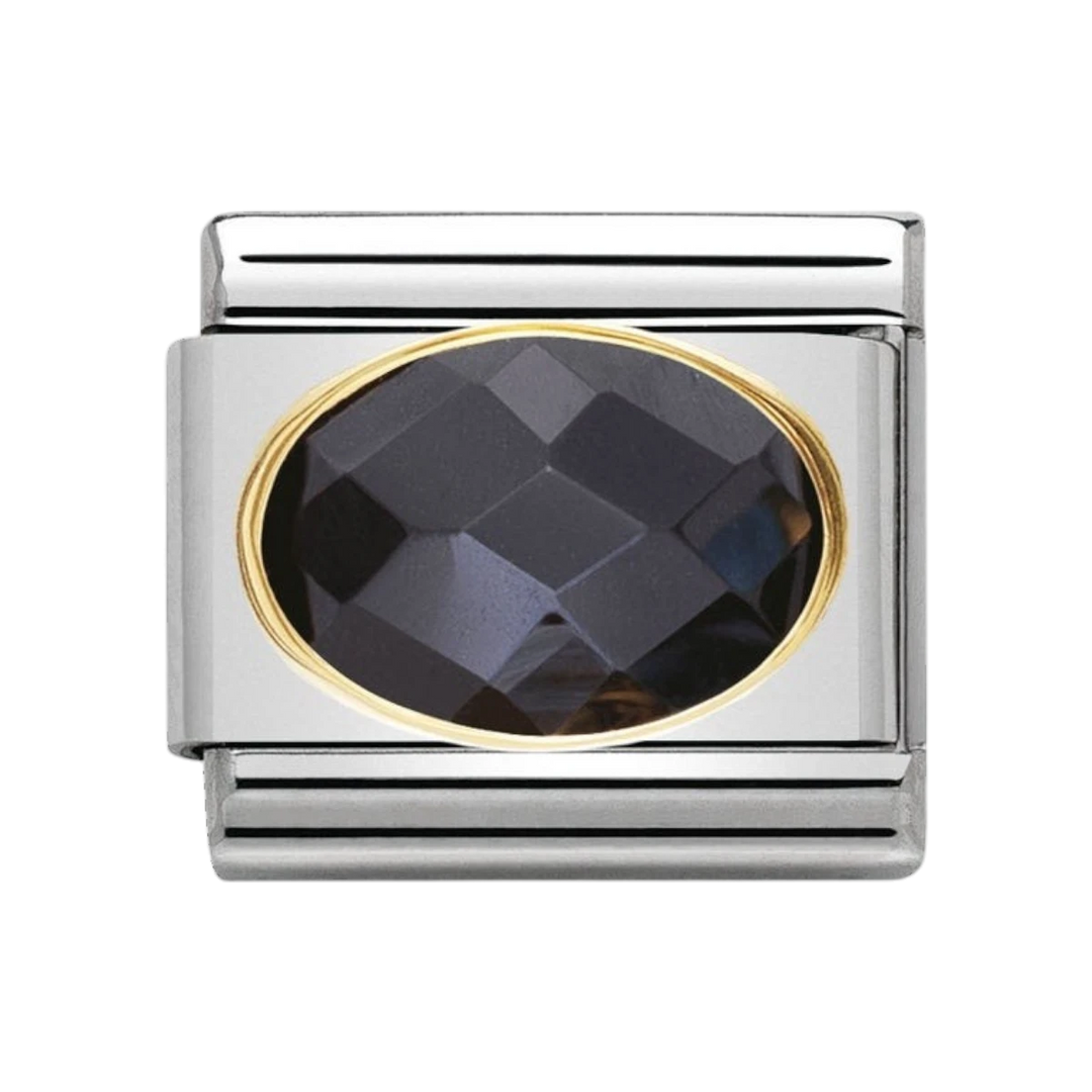 NOMINATION COMPOSABLE Classic FACETED CUBIC zirconia, stainless steel and 18k gold Black 030601_011