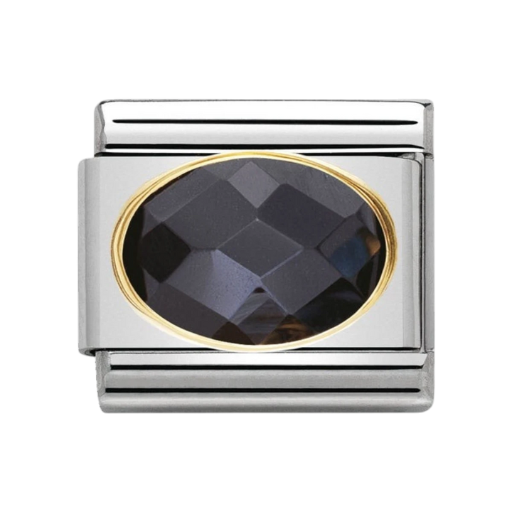 NOMINATION COMPOSABLE Classic FACETED CUBIC zirconia, stainless steel and 18k gold Black 030601_011