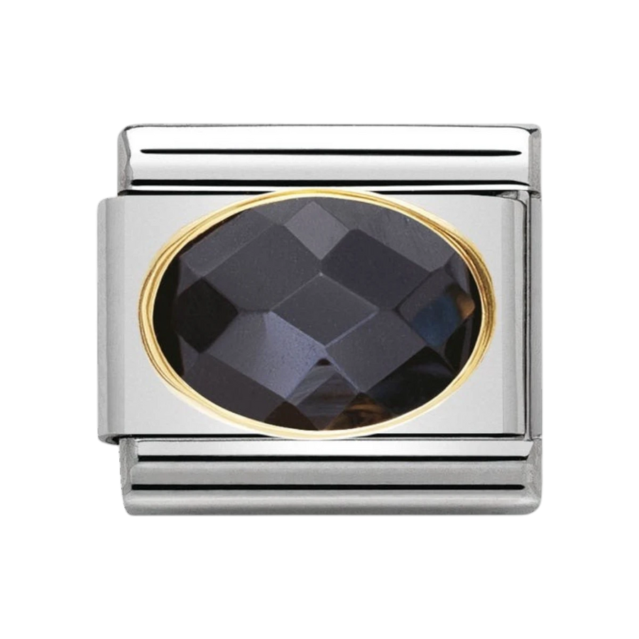 NOMINATION COMPOSABLE Classic FACETED CUBIC zirconia, stainless steel and 18k gold Black 030601_011